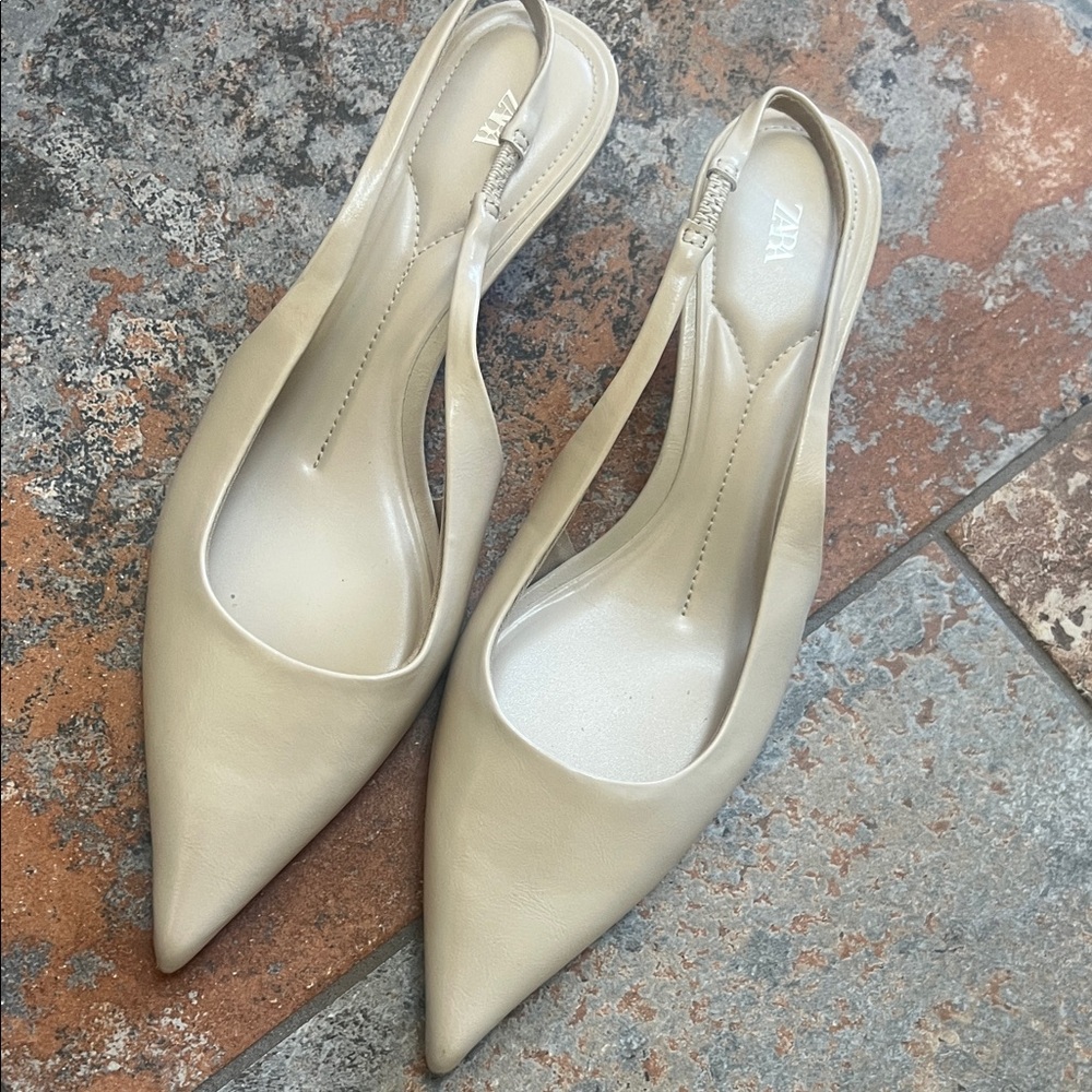 Zara Women's Beige Slingback Heels